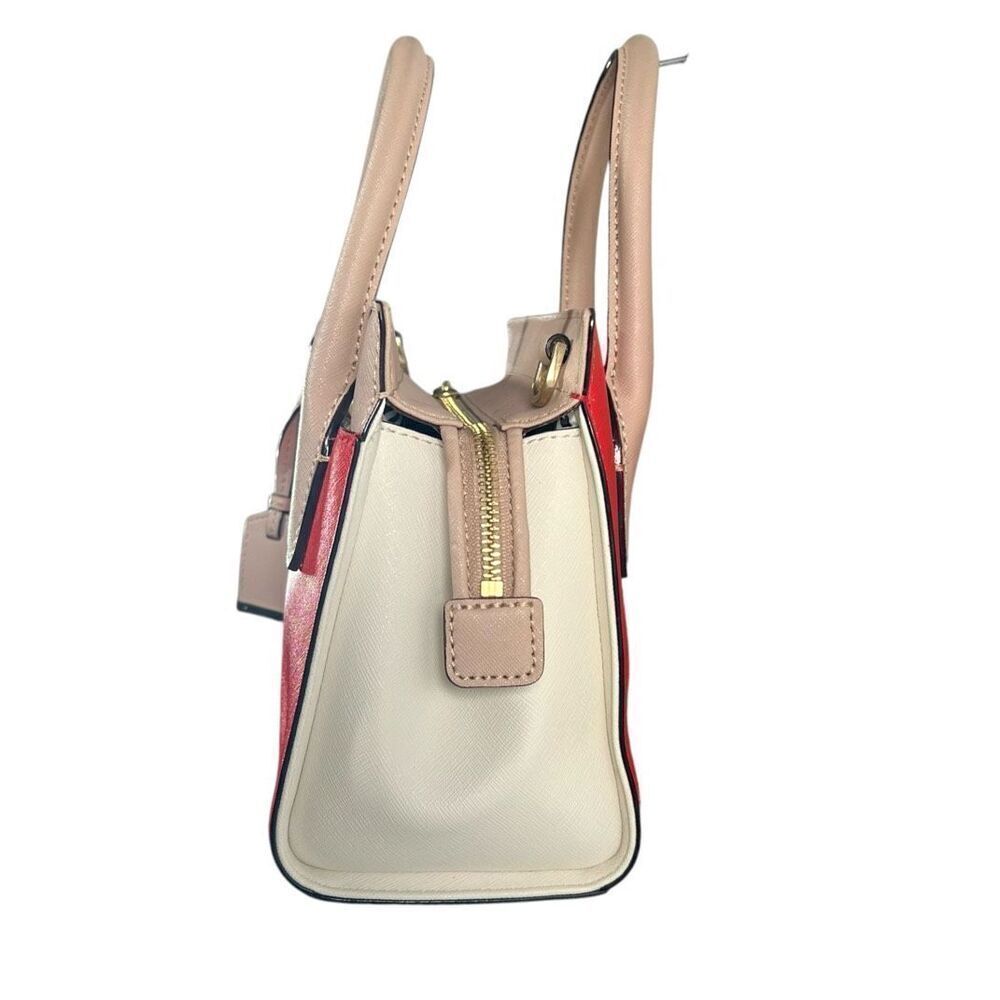 Kate Spade Women's Red & Beige Colorblock Saffiano Leather Satchel - Picture 6 of 12